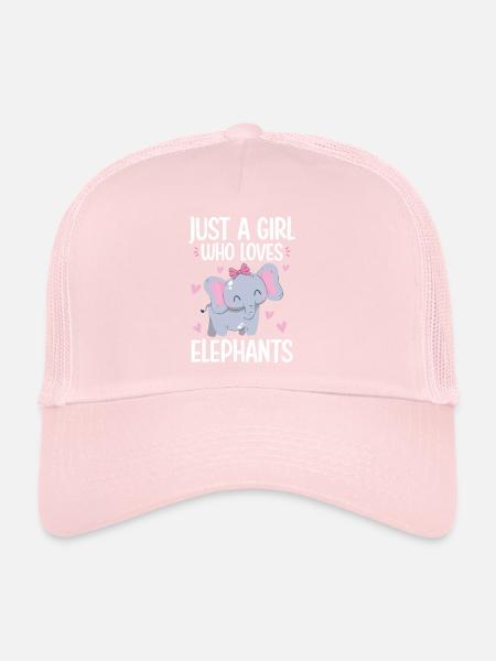 T-shirt fille amoureuse des éléphants mignon - Casquette trucker  - rose pâle - Devant