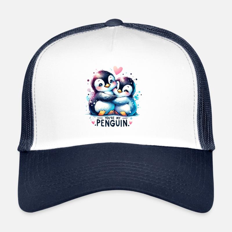 You are my Pinguin Zwei Süße kuschelnde Pinguine - Trucker Cap - Weiß/Navy