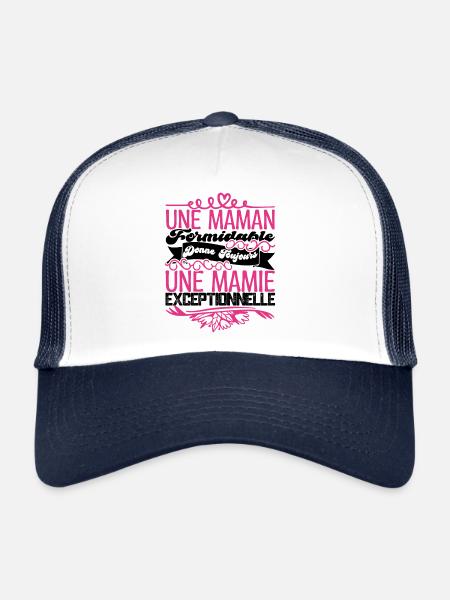 Grand-Mère Cadeau- Une Mamie Exceptionnelle. - Casquette trucker  - blanc/marine - Devant