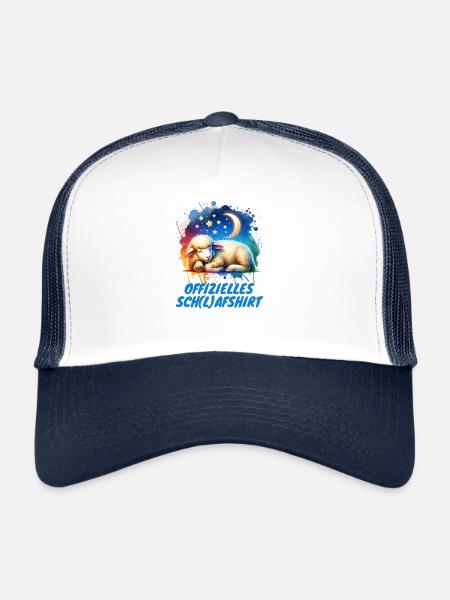 Sleep shirt with sheep and stars - Trucker Cap - white/navy - Front