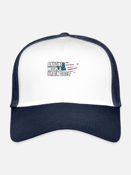2024 Brain Vote Democracy Anti- Tee - Trucker Cap - white/navy - Front
