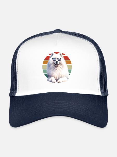 Samoyed Dog Gifts Cute Samoyed Dog Graphic - Trucker Cap - white/navy - Front