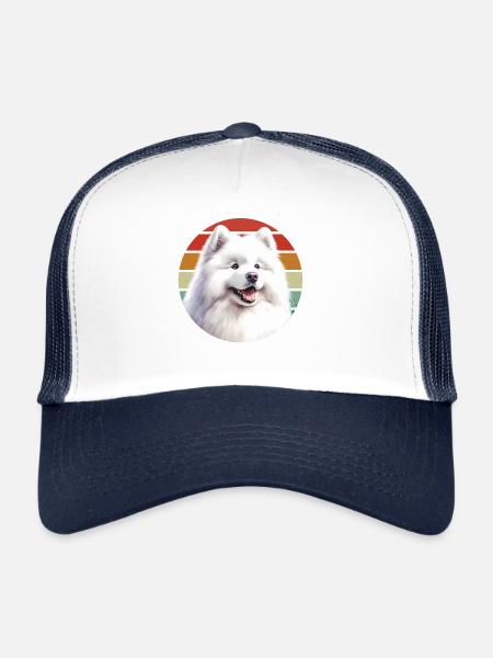 Samoyed Dog Gifts Cute Samoyed Dog Graphic - Trucker Cap - white/navy - Front