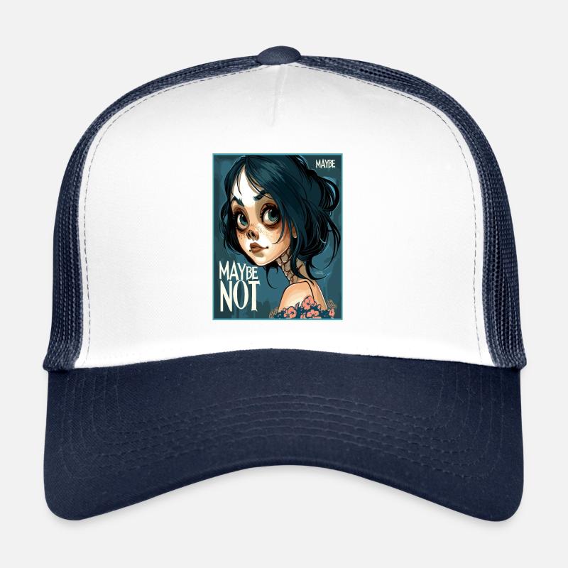 Comic Anime Mädchen, vielleicht, vielleicht nicht - Trucker Cap - Weiß/Navy