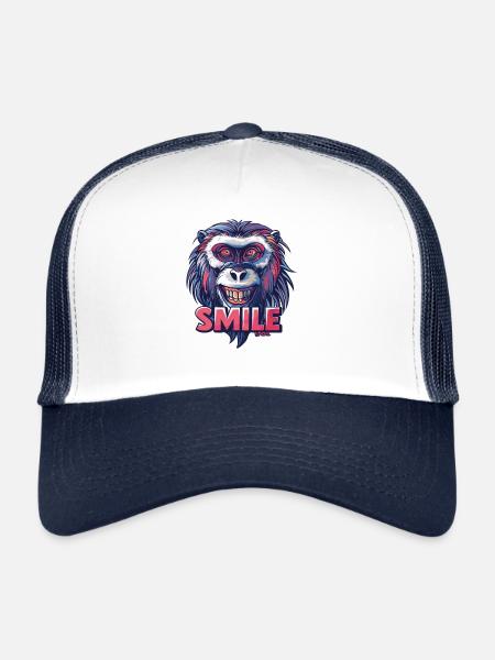 Souriez, singe, souriez - Casquette trucker  - blanc/marine - Devant
