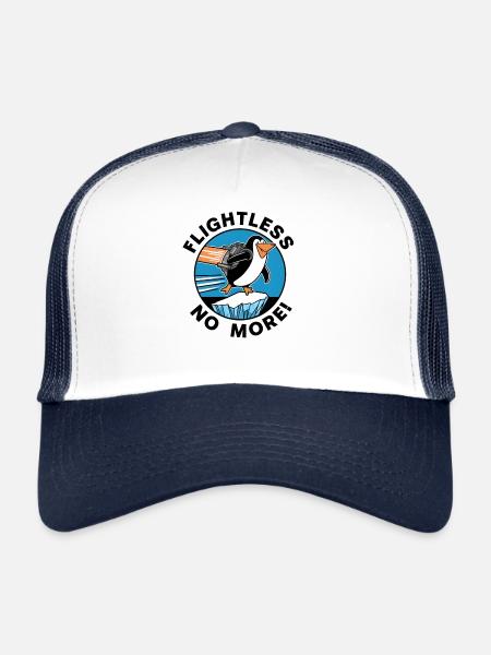 Penguin Jetpack Flight Design - Flightless no more - Trucker Cap - white/navy - Front