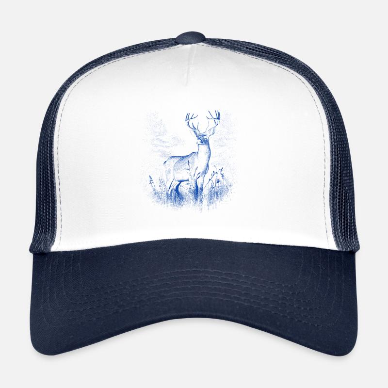 Hirsch Wildtier Hirsche Wild Waldtiere Schweden - Trucker Cap - Weiß/Navy