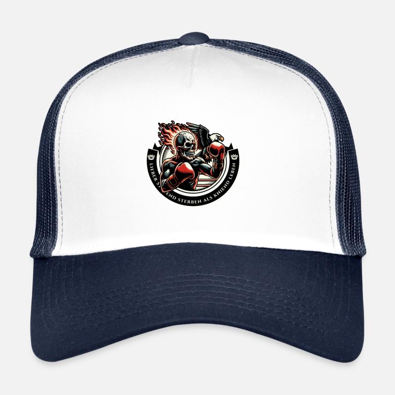 Boxendes Skelett Wikinger-Krieger Tee Trucker Cap