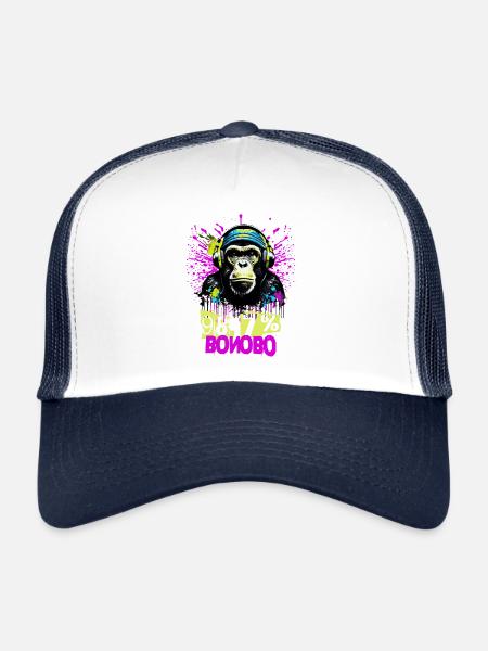 98.7 Bonobo Evolution Chimpanzee Tea - Trucker Cap - white/navy - Front