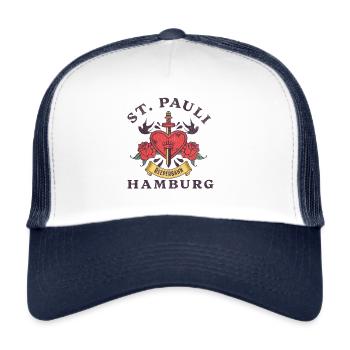 St. Pauli Kiez Rockabilly Tee - Trucker Cap - Weiß/Navy - Vorne