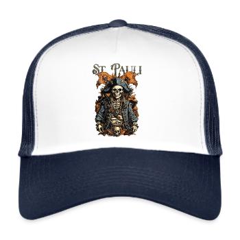 Hamburg Sailor Skull St. Pauli Tee - Trucker Cap - white/navy - Front