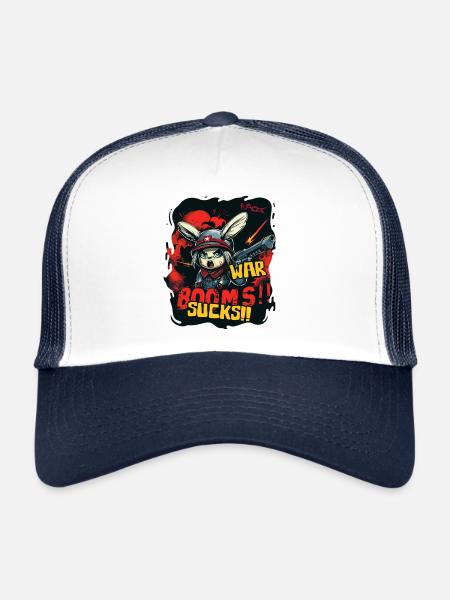 Anime Bunny Girl Soldier : La guerre craint - Casquette trucker  - blanc/marine - Devant