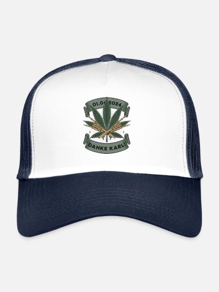 Légalisation du cannabis Merci Karl Tee - Casquette trucker  - blanc/marine - Devant