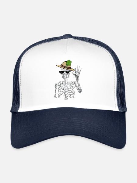 Jardinier squelette Épinards Jardinage Mime Végétarien - Casquette trucker  - blanc/marine - Devant