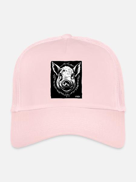 ein Schwein, eine Sau, ein Eber - Trucker Cap - Hellrosa - Vorne