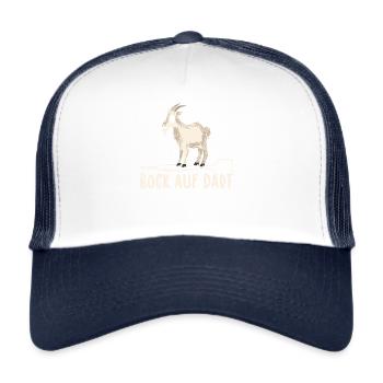 Dartspieler Ziegenbock Motiv Shirt - Trucker Cap - Weiß/Navy - Vorne