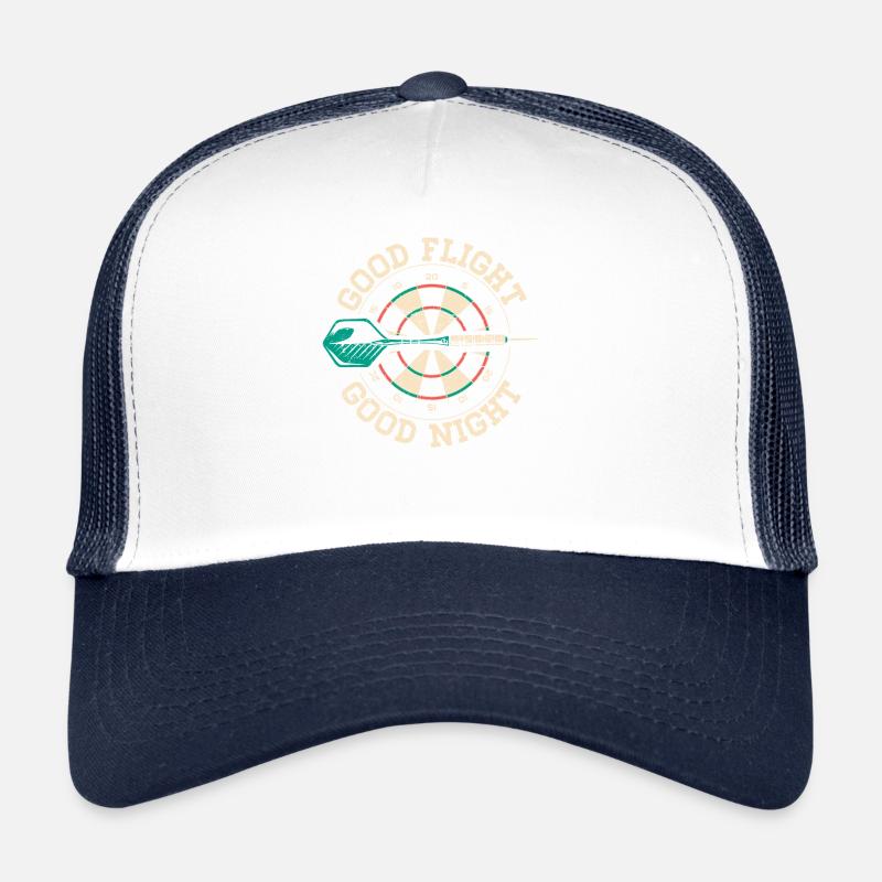 Darts Good Flight Night Motif Tee - Trucker Cap - white/navy