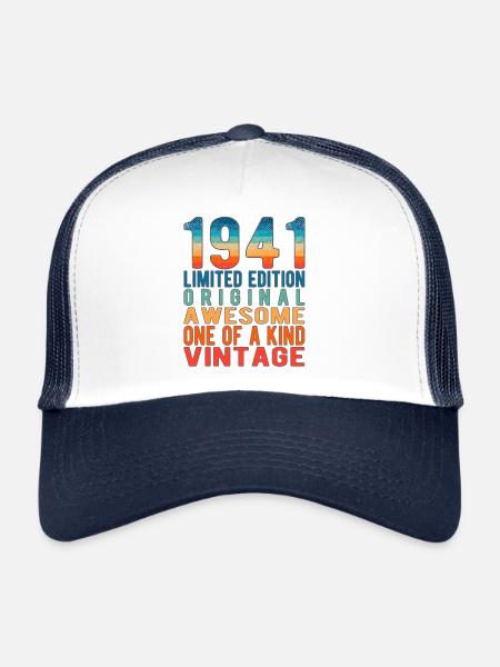 Edition limitée depuis 1941 Anniversaire Millésime 1941 - Casquette trucker  - blanc/marine - Devant