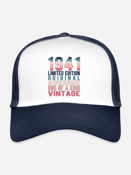 Edition limitée depuis 1941 Anniversaire Millésime 1941 - Casquette trucker  - blanc/marine - Devant