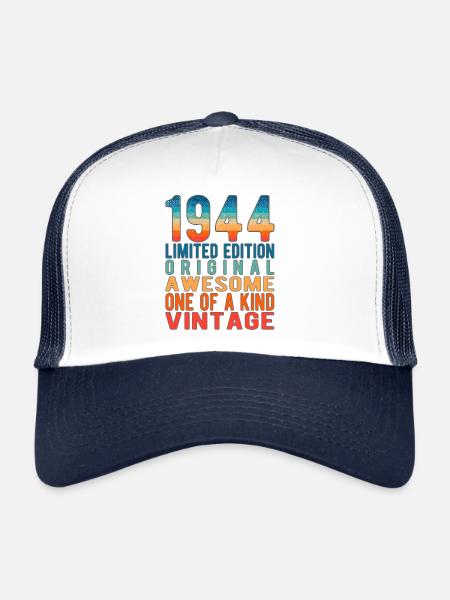Edition limitée depuis 1944 Anniversaire Millésime 1944 - Casquette trucker  - blanc/marine - Devant