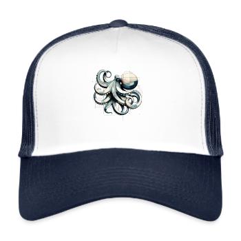 Elegant Octopus Design - Stylish Sea Art - Trucker Cap - white/navy - Front