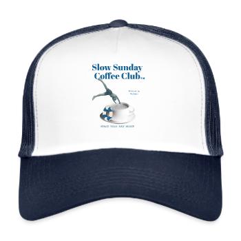 Slow Sunday Coffee Club - Kaffee Kopfsprung - Trucker Cap - Weiß/Navy - Vorne