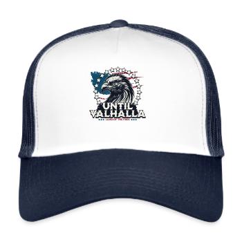 Patriotisches Walhalla-t-shirt Mit Usa-flagge - Trucker Cap - Weiß/Navy - Vorne