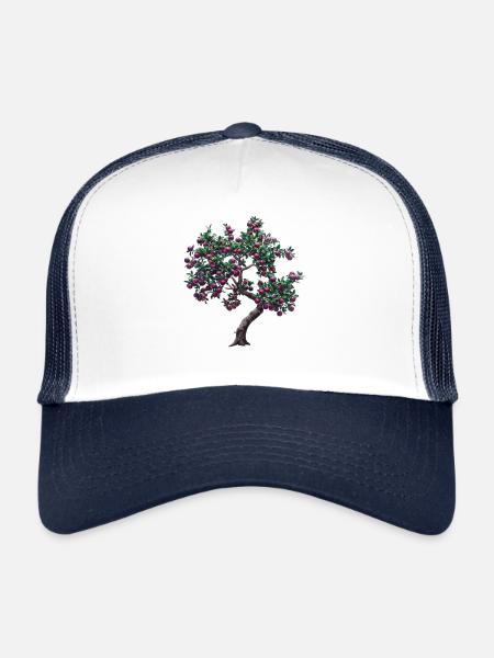 Living Tree with Purple Fruits - Trucker Cap - white/navy - Front
