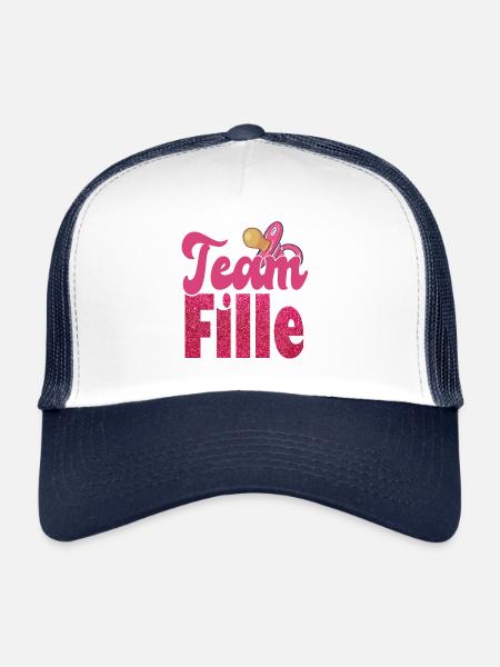 Team Fille | Baby Shower Fille - Casquette trucker  - blanc/marine - Devant