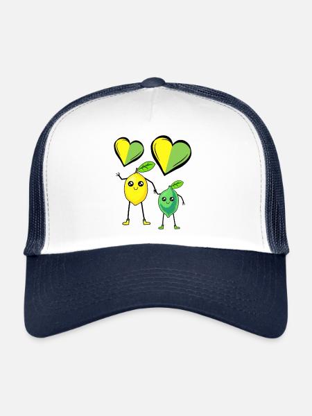 Citron, Citron, Fruits, Fruits, Fruits, Citron - Casquette trucker  - blanc/marine - Devant
