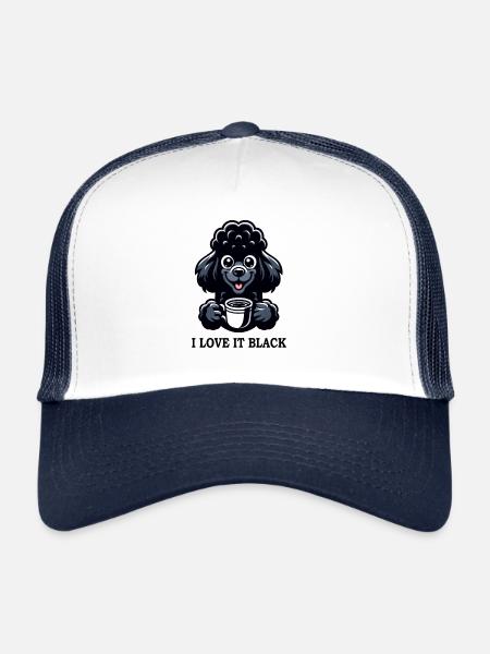 Black Poodle Loves Black Coffee - Trucker Cap - white/navy - Front