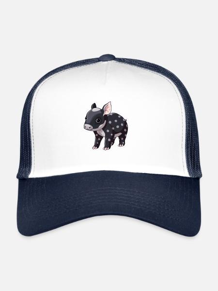 Cute Mountain Tapir Illustration - Adorable Animal - Trucker Cap - white/navy - Front