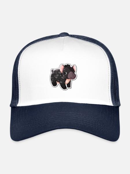 Cute Mountain Tapir Illustration - Adorable Animal - Trucker Cap - white/navy - Front