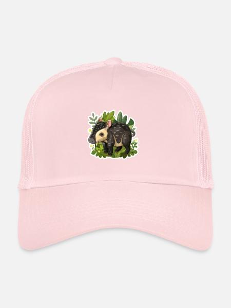 Cute Mountain Tapir Illustration - Adorable Animal - Trucker Cap - pale pink - Front