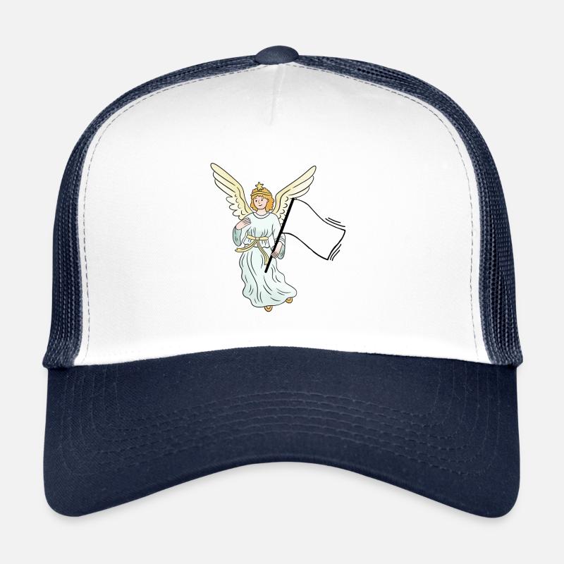 Engel Schutzengel Weißefahne Frieden Peace - Trucker Cap - Weiß/Navy
