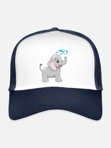 Cute baby elephant bathing - Trucker Cap - white/navy - Front