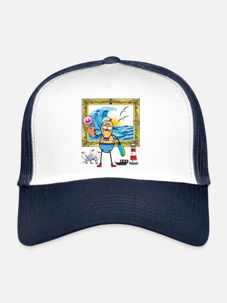 peanut funny ready for holiday bankruptcy home holidays - Trucker Cap - white/navy - Front