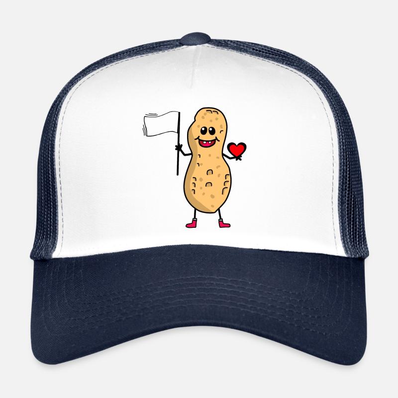 Erdnuss Weltfrieden Friedensfahne Frieden Freunde - Trucker Cap - Weiß/Navy