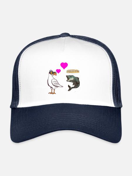 Seagull aime pêcher Marin maritime - Casquette trucker  - blanc/marine - Devant