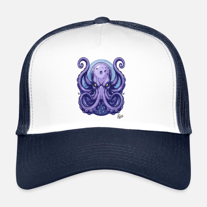 Massiver Wütender Blauer Oktopus Kraken Trucker Cap