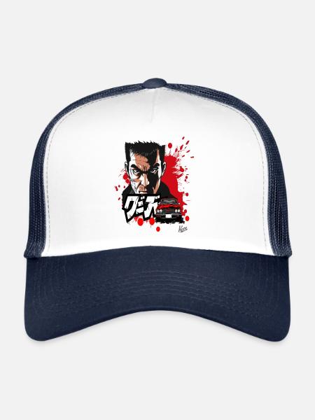 Japanese Cartoon Art, Crime Noir - Trucker Cap - white/navy - Front