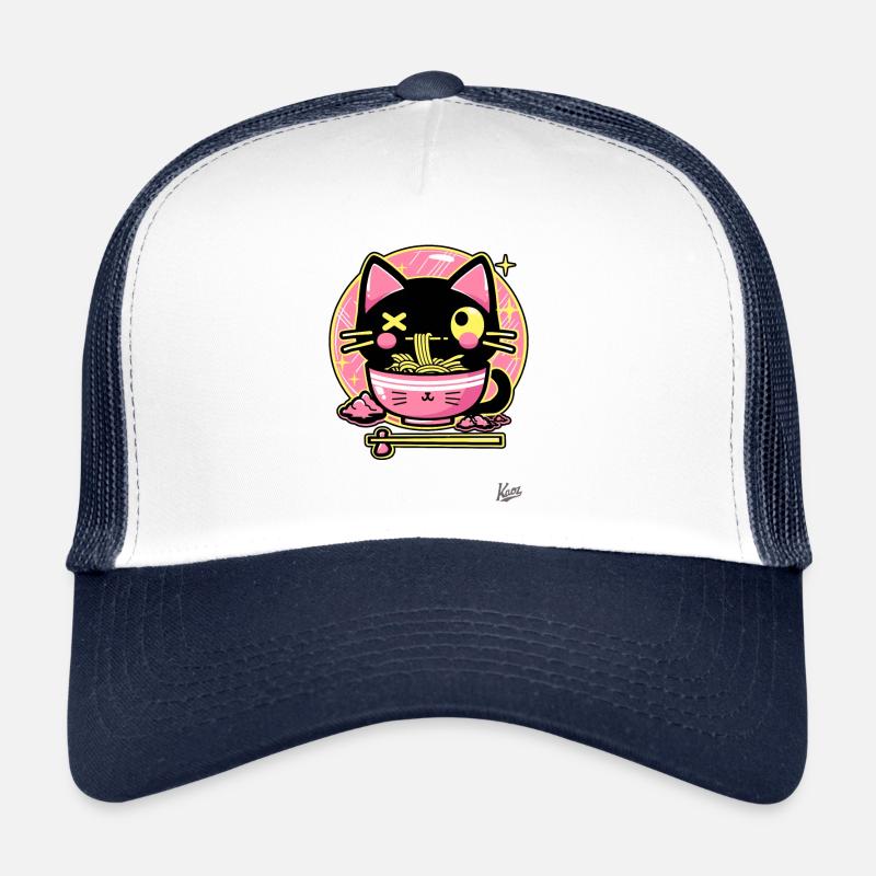Super Funny Cute Crazy Ramen Cat - Trucker Cap - white/navy