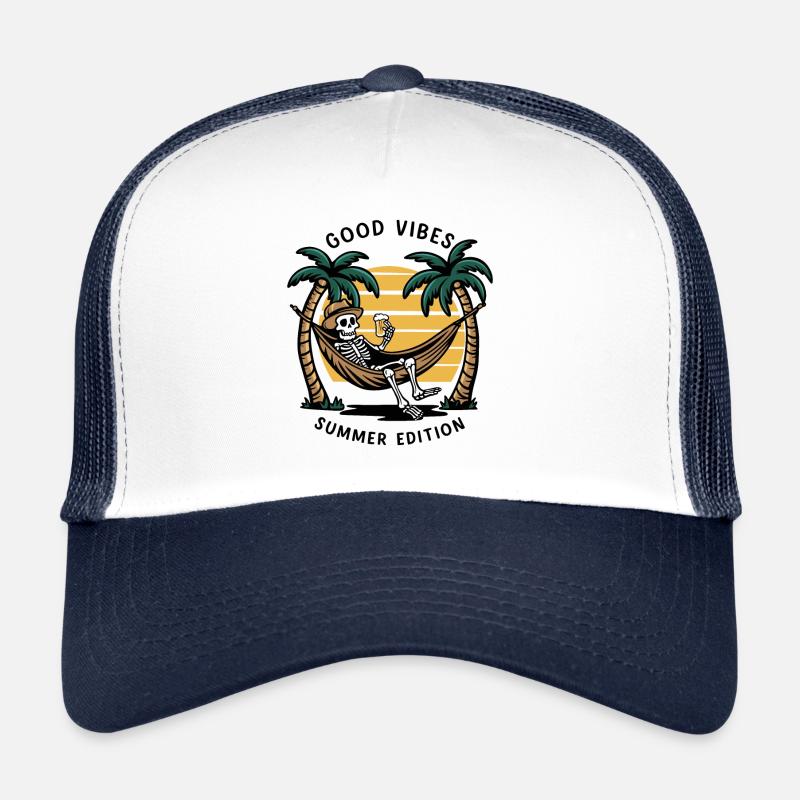 Squelette dans le hamacVacances à la plage Casquette trucker 