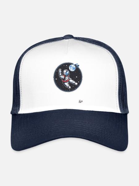 Football, gardien de but, astronaute, planète - Casquette trucker  - blanc/marine - Devant