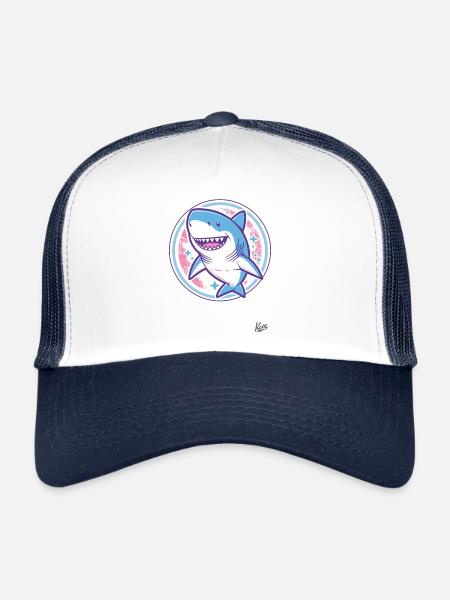 Requin drôle amical - Casquette trucker  - blanc/marine - Devant