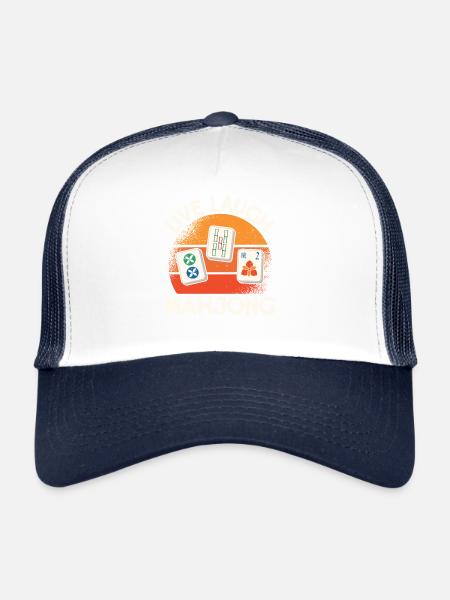 Live Laugh Mahjong T-shirt - Casquette trucker  - blanc/marine - Devant