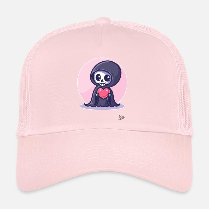 Kawaii mignon heureux Grim Reaper avec du cœur et de l’amour Casquette trucker 