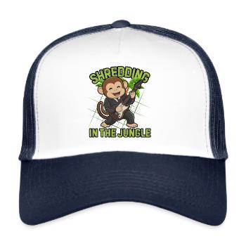 Shredding in the Jungle Funny Guitar Monkey Design - Trucker Cap - white/navy - Front