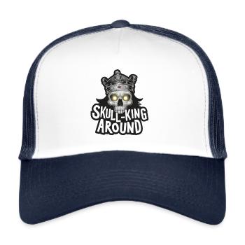 Skull-King Around Funny Skeleton King Design - Trucker Cap - white/navy - Front