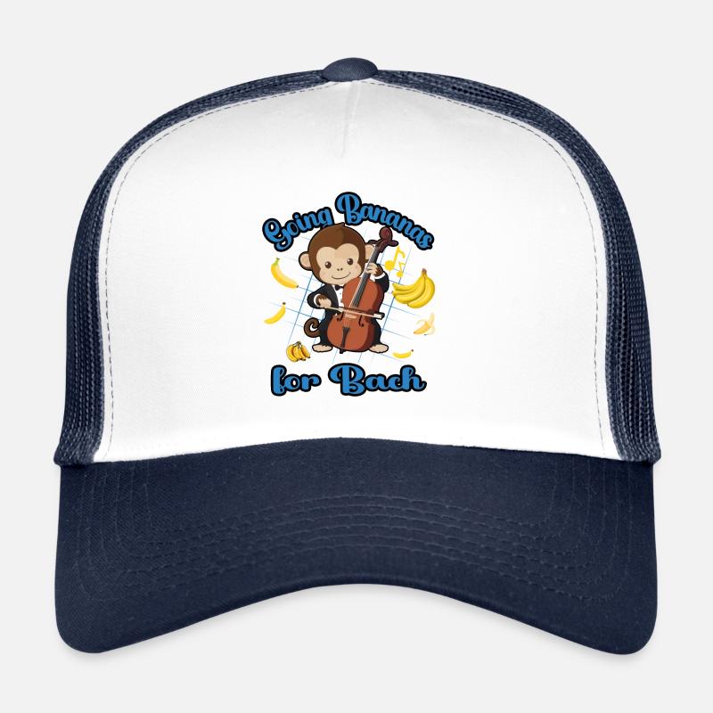 Going Bananas für Bach Funny Monkey Design - Trucker Cap - Weiß/Navy